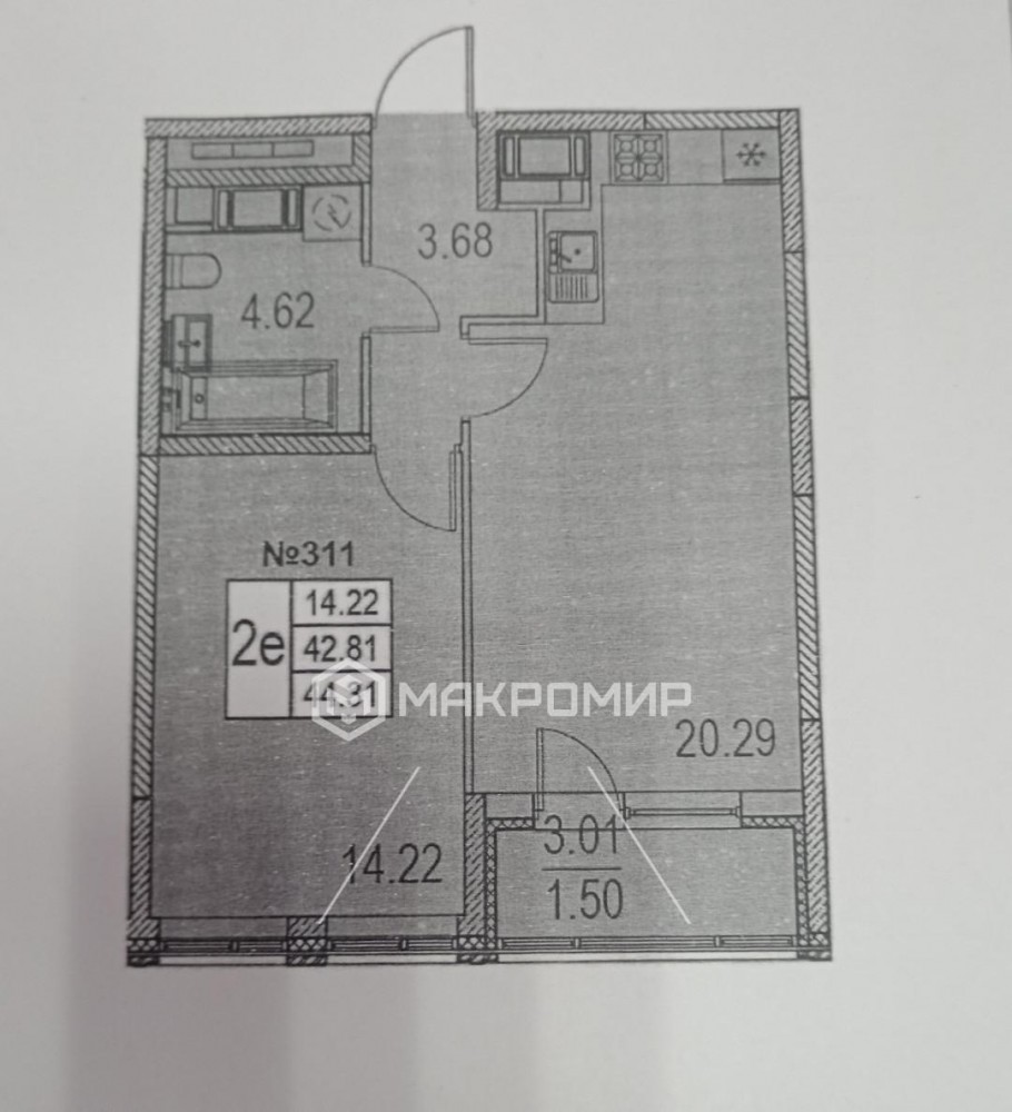 Продажа квартиры Лиговский, 232. Стоимость 9 500 тыс.р. Общая площадь 44 м?.