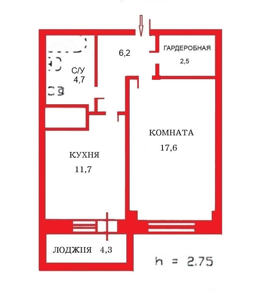 Продажа квартиры Комендантский, 53 к. 3. Стоимость 8 850 тыс.р. Общая  площадь 43 м?.