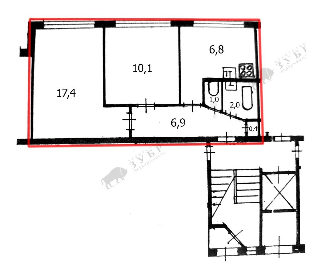 Продажа квартиры Дунайский, 42/79. Стоимость 7 250 тыс.р. Общая площадь 44  м?.