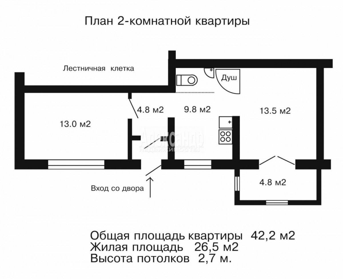 Продажа квартиры Гатчина, Рощинская, 36. Стоимость 5 100 тыс.р. Общая  площадь 42.2 м?.