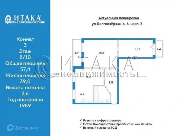 Продажа квартиры Долгоозёрная, 6 к. 2